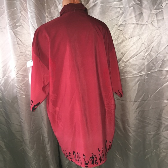 Silky Flames 🔥 Casual Button Shirt Top L - Picture 8 of 10